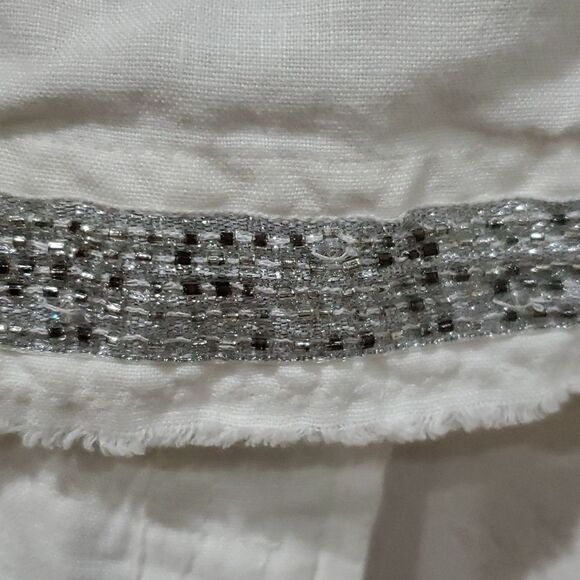 Chico's 100% Linen White Jacket Wiih Silver Beading and Sequins - Picture 8 of 16